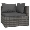 Salon de jardin 4 pcs avec coussins Gris Résine tressée 568856568856