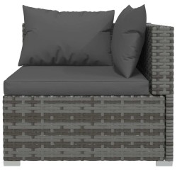Salon de jardin 4 pcs avec coussins Gris Résine tressée 568856568856
