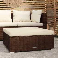 Repose-pied de jardin coussin Marron 70x70x30 cm Résine tressée 568857568857