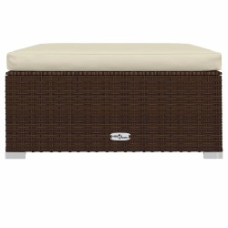 Repose-pied de jardin coussin Marron 70x70x30 cm Résine tressée 568857568857