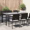 Table de jardin Marron 190x90x75 cm Verre trempé/résine tressée 568869568869