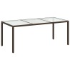 Table de jardin Marron 190x90x75 cm Verre trempé/résine tressée 568869568869