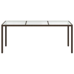 Table de jardin Marron 190x90x75 cm Verre trempé/résine tressée 568869568869