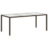 Table de jardin Marron 190x90x75 cm Verre trempé/résine tressée 568869568869