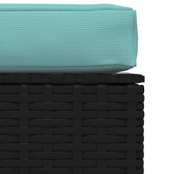 Repose-pied de jardin et coussin Noir 70x70x30cm Résine tressée 568871568871