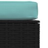 Repose-pied de jardin et coussin Noir 70x70x30cm Résine tressée 568871568871