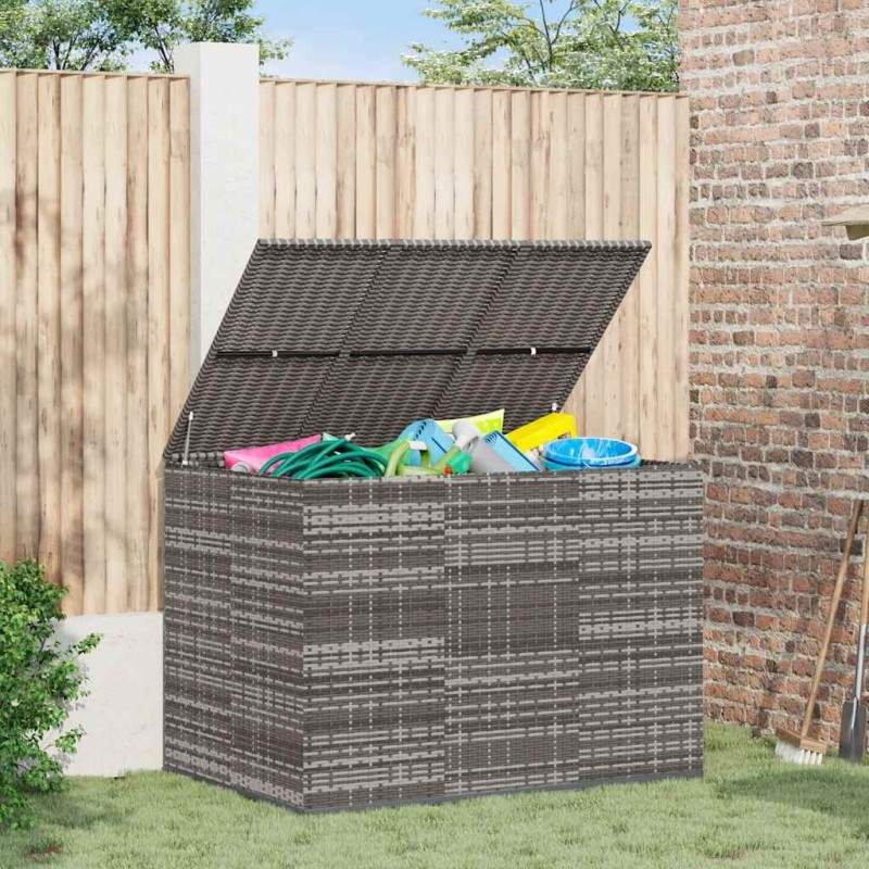 Boîte à coussins de jardin Résine tressée 145x100x103 cm Gris 568872568872