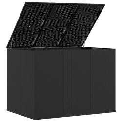 Boîte à coussins de jardin Résine tressée 145x100x103 cm Noir 568873568873