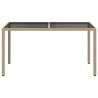 Table de jardin 150x90x75 cm Verre trempé/résine tressée Beige 568882568882