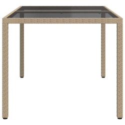 Table de jardin 150x90x75 cm Verre trempé/résine tressée Beige 568882568882