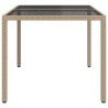Table de jardin 150x90x75 cm Verre trempé/résine tressée Beige 568882568882