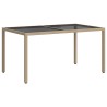 Table de jardin 150x90x75 cm Verre trempé/résine tressée Beige 568882568882