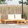 Banc de jardin avec table et coussins Blanc crème Teck solide 568884568884