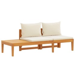 Banc de jardin avec table et coussins Blanc crème Teck solide 568884568884