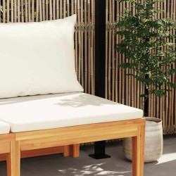 Banc de jardin avec table et coussins Blanc crème Teck solide 568884568884