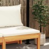 Banc de jardin avec table et coussins Blanc crème Teck solide 568884568884