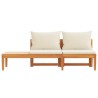 Banc de jardin avec table et coussins Blanc crème Teck solide 568884568884