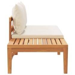 Banc de jardin avec table et coussins Blanc crème Teck solide 568884568884