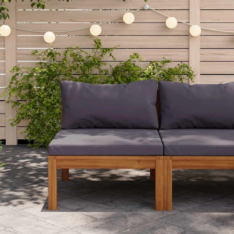 Canapé central sectionnel et coussins gris foncé Bois d'acacia 568886568886