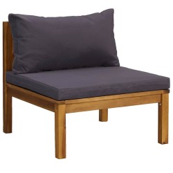 Canapé central sectionnel et coussins gris foncé Bois d'acacia 568886568886