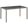 Table de jardin 150x90x75 cm Verre trempé et poly rotin Gris 568891568891