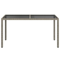Table de jardin 150x90x75 cm Verre trempé et poly rotin Gris 568891568891