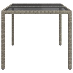 Table de jardin 150x90x75 cm Verre trempé et poly rotin Gris 568891568891
