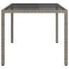 Table de jardin 150x90x75 cm Verre trempé et poly rotin Gris 568891568891