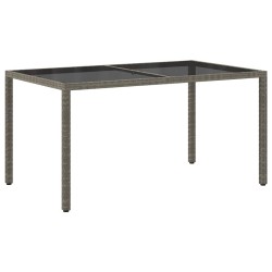 Table de jardin 150x90x75 cm Verre trempé et poly rotin Gris 568891568891