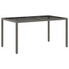 Table de jardin 150x90x75 cm Verre trempé et poly rotin Gris 568891568891