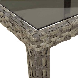 Table de jardin 150x90x75 cm Verre trempé et poly rotin Gris 568891568891