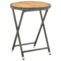 Table à thé Gris 60 cm Résine tressée et bois d'acacia solide 568893568893