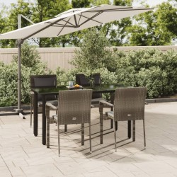 Ensemble à manger de jardin coussins 5 pcs noir et gris 568904568904