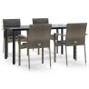 Ensemble à manger de jardin coussins 5 pcs noir et gris 568904568904