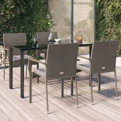 Ensemble à manger de jardin coussins 5 pcs noir et gris 568907568907
