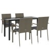 Ensemble à manger de jardin coussins 5 pcs noir et gris 568907568907