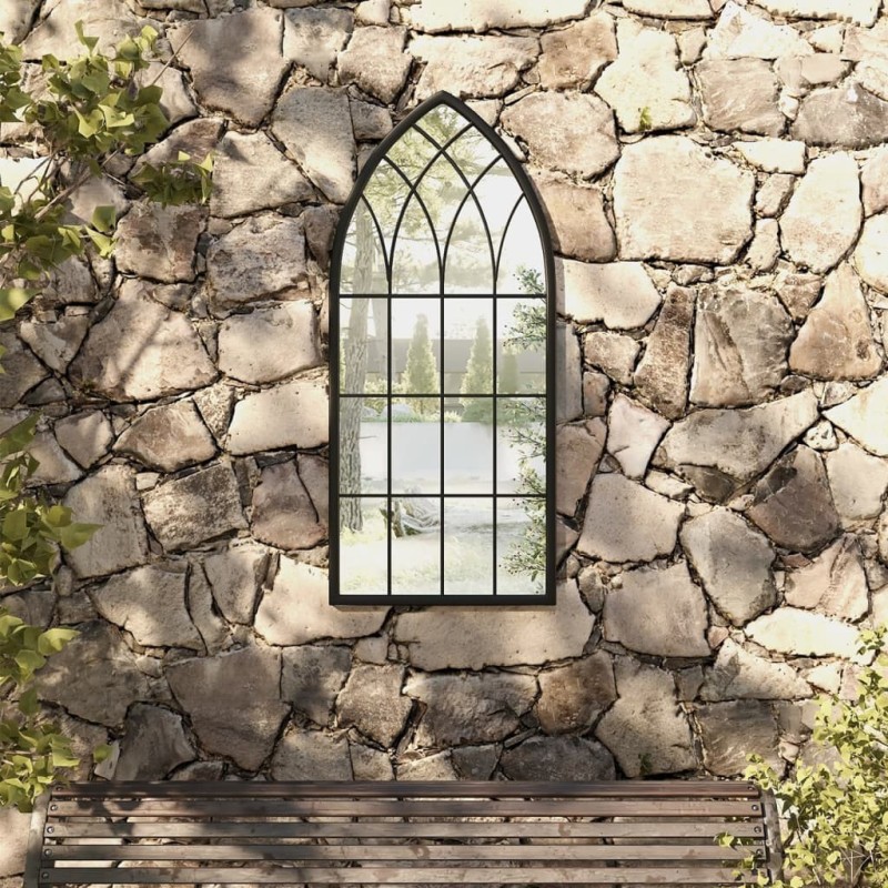 Miroir de jardin Noir 100x45 cm Fer pour utilisation extérieure 568914568914