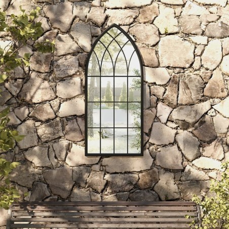 Miroir de jardin Noir 100x45 cm Fer pour utilisation extérieure 568914568914