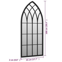 Miroir de jardin Noir 100x45 cm Fer pour utilisation extérieure 568914568914