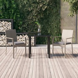 Ensemble à manger jardin 3pcs avec coussins noir et gris 568930568930
