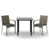 Ensemble à manger jardin 3pcs avec coussins noir et gris 568930568930