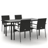 Ensemble à manger de jardin coussins 5pcs Noir Résine tressée 568931568931