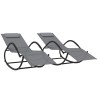 Chaises longues à bascule 2 pcs Gris Acier et textilène 568934568934