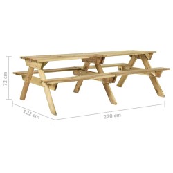 Table de pique-nique et bancs 220x122x72cm Bois de pin imprégné 568952568952