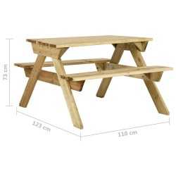 Table de pique-nique et bancs 110x123x73cm Bois de pin imprégné 568953568953