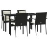 Ensemble à manger de jardin coussins 5pcs Noir Résine tressée 568965568965