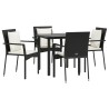 Ensemble à manger de jardin coussins 5pcs Noir Résine tressée 568971568971