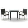 Ensemble à manger de jardin avec coussins 3 pcs Noir 568973568973