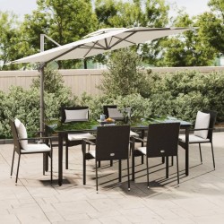 Ensemble à manger de jardin coussins 7pcs Noir Résine tressée 568976568976