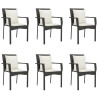 Ensemble à manger de jardin coussins 7pcs Noir Résine tressée 568976568976
